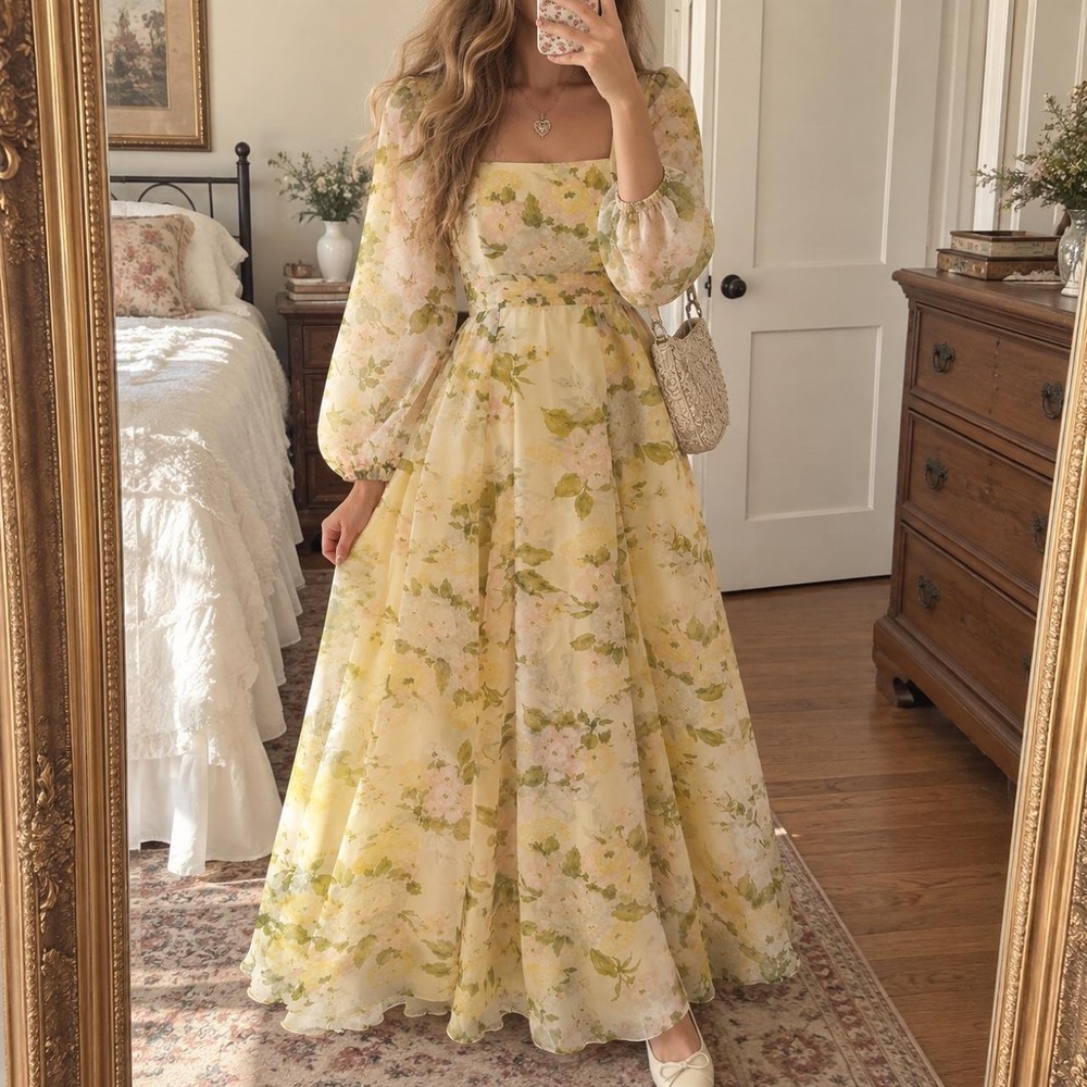 yellow floral maxi dress